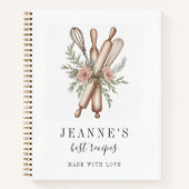 Aangepaste Bakkers Rolling Pin Whisk Recept Sjablo Notitieboek (Voorkant)