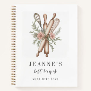 Aangepaste Bakkers Rolling Pin Whisk Recept Sjablo Notitieboek