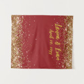 Aangepaste Baksteen Rood Goud Glitter Bruiloft Fot Wandkleed (Voorkant (horizontaal))