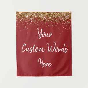 Aangepaste baksteen rood & goud verjaardagsfeestje wandkleed