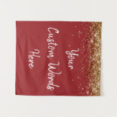 Aangepaste baksteen rood & goud verjaardagsfeestje wandkleed (Voorkant (horizontaal))