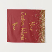 Aangepaste baksteen rood & goud verjaardagsfeestje wandkleed (Voorkant (horizontaal))