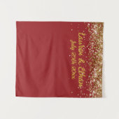 Aangepaste Baksteen Rood Gouden Glitter Bruiloft P Wandkleed (Voorkant (horizontaal))
