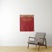 Aangepaste Baksteen Rood Gouden Glitter Bruiloft P Wandkleed (In situ)