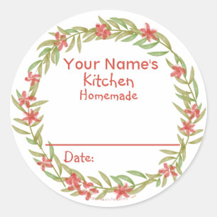 Aangepaste bakstickers Rode Waterverf Floral Ronde Sticker