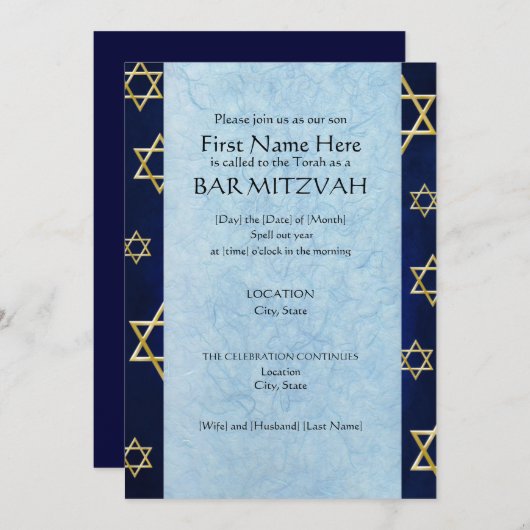 Aangepaste balie Mitzvah uitnodigingen (2014) (Voorkant / Achterkant)