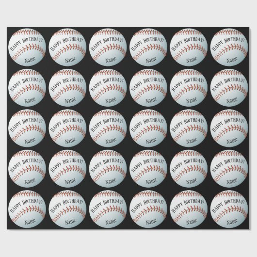Aangepaste Baller Baseball Name Happy Birthday Cadeaupapier (Vlak)