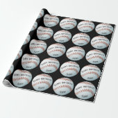 Aangepaste Baller Baseball Name Happy Birthday Cadeaupapier (Uitgerold)