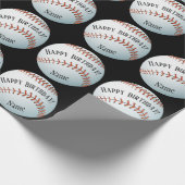 Aangepaste Baller Baseball Name Happy Birthday Cadeaupapier (Hoek)
