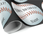 Aangepaste Baller Baseball Name Happy Birthday Cadeaupapier (Rol Hoek)