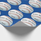 Aangepaste Baller Baseball Name Happy Birthday Cadeaupapier (Hoek)