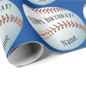 Aangepaste Baller Baseball Name Happy Birthday Cadeaupapier (Rol Hoek)