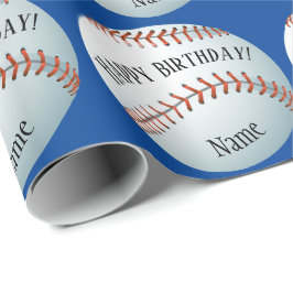 Aangepaste Baller Baseball Name Happy Birthday Cadeaupapier