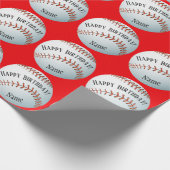 Aangepaste Baller Baseball Name Happy Birthday Cadeaupapier (Hoek)