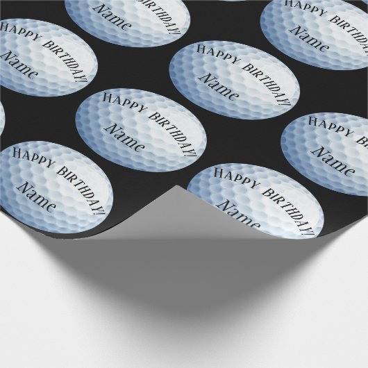 Aangepaste Baller Golf Name Happy Birthday Cadeaupapier (Hoek)