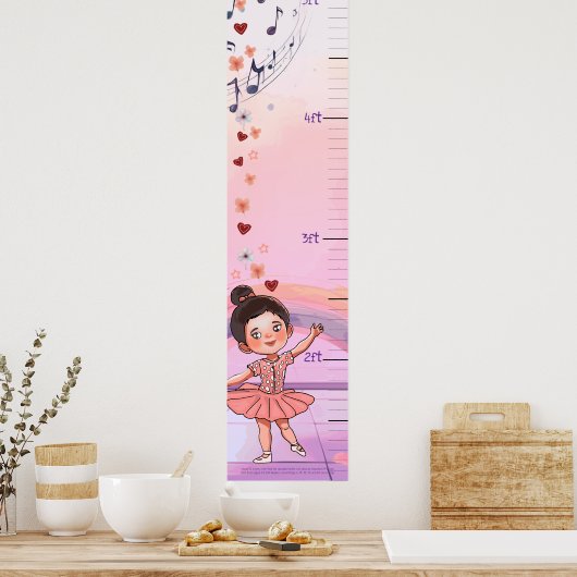 Aangepaste Ballerina Groeikaart voor Meisjes Poster (Keuken)