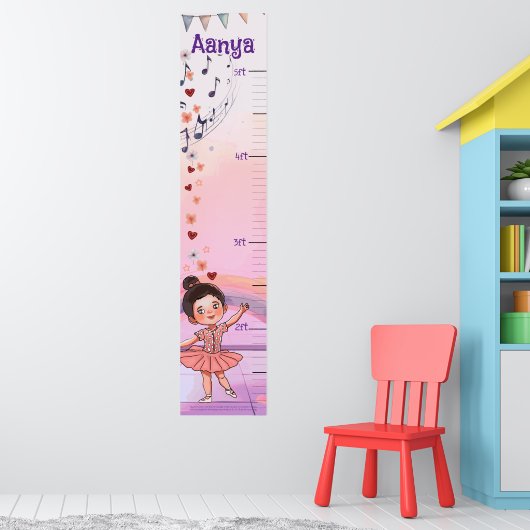Aangepaste Ballerina Groeikaart voor Meisjes Poster (Kinderkamer 1)