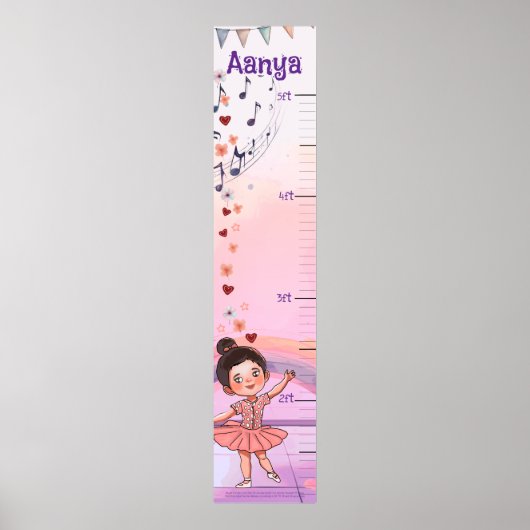 Aangepaste Ballerina Groeimeter voor Meisjes Poster (Voorkant)