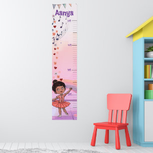 Aangepaste Ballerina Groeimeter voor Zwarte Baby M Poster