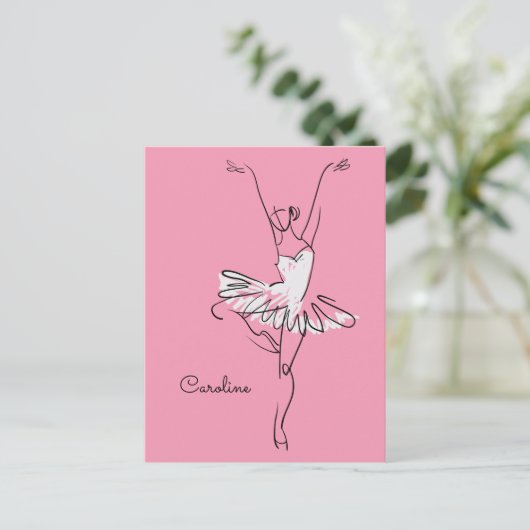 Aangepaste Ballerina-naam en briefkaart in kleur (Staand voorkant)