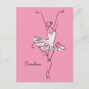 Aangepaste Ballerina-naam en briefkaart in kleur