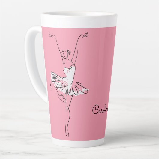 Aangepaste Ballerina naam en kleur Latte Mok (Linkerhoek)