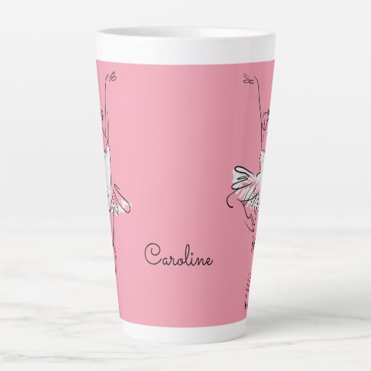 Aangepaste Ballerina naam en kleur Latte Mok (Voorkant)