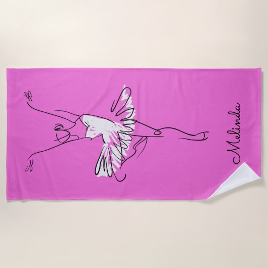 Aangepaste Ballerina-naam en kleurenbadhanddoek Strandlaken (Voorkant)