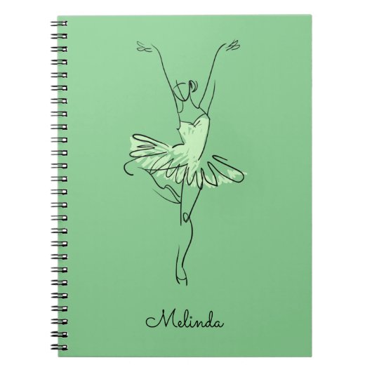 Aangepaste Ballerina-naam en -kleurenlaptop Notitieboek (Voorkant)