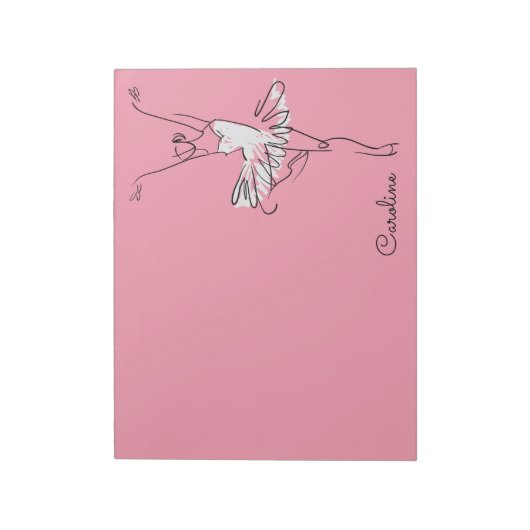 Aangepaste Ballerina-naam en notitieblok in kleur (Linkerzijde)