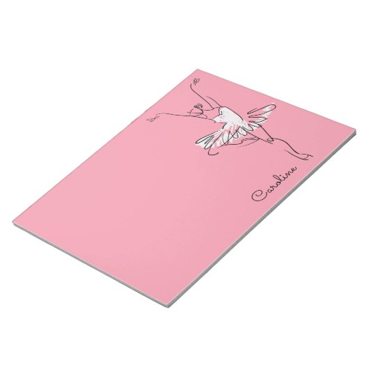 Aangepaste Ballerina-naam en notitieblok in kleur (Schuin)