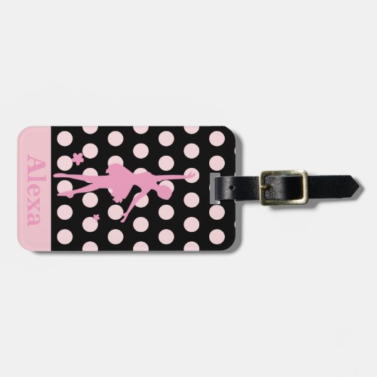 Aangepaste ballerina polka-punten bagagelabel (Voorkant horizontaal)