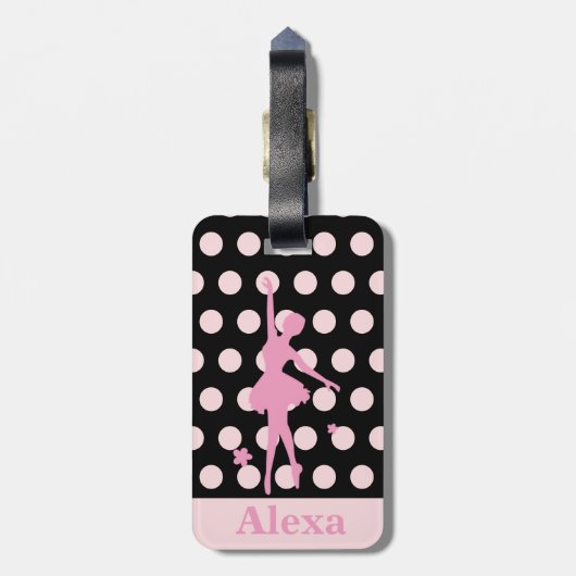 Aangepaste ballerina polka-punten bagagelabel (Achterkant verticaal)