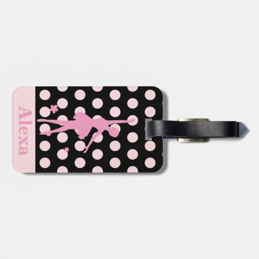 Aangepaste ballerina polka-punten bagagelabel (Achterkant horizontaal)