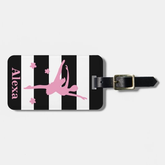 Aangepaste ballerina strepen bagagelabel (Voorkant horizontaal)