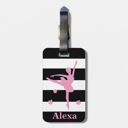 Aangepaste ballerina strepen bagagelabel (Achterkant verticaal)