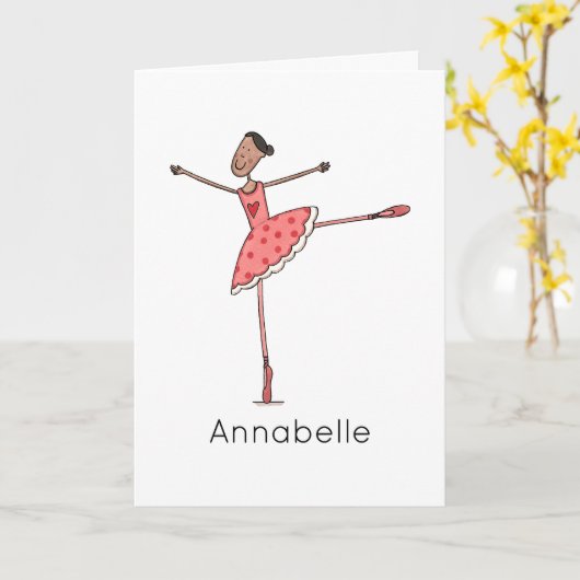 Aangepaste Ballerina Verjaardag Kaart (Gele Bloem)