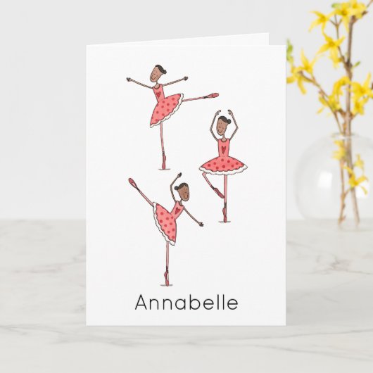 Aangepaste Ballerina Verjaardag  Kaart (Gele Bloem)