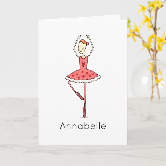 Aangepaste Ballerina Verjaardag Kaart (Gele Bloem)