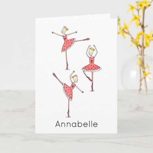 Aangepaste Ballerina Verjaardag  Kaart (Gele Bloem)