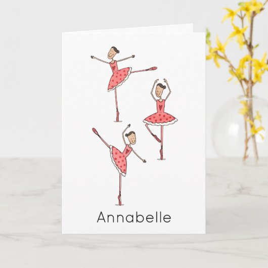 Aangepaste Ballerina Verjaardag Kaart (Gele Bloem)