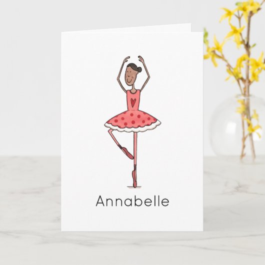Aangepaste Ballerina Verjaardag  Kaart (Gele Bloem)