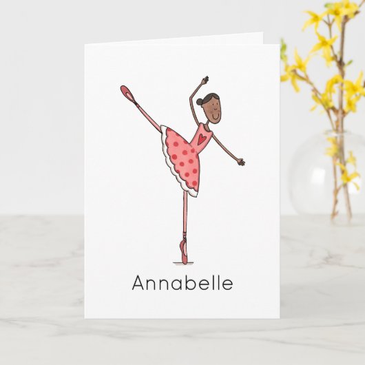 Aangepaste Ballerina Verjaardag Kaart (Gele Bloem)