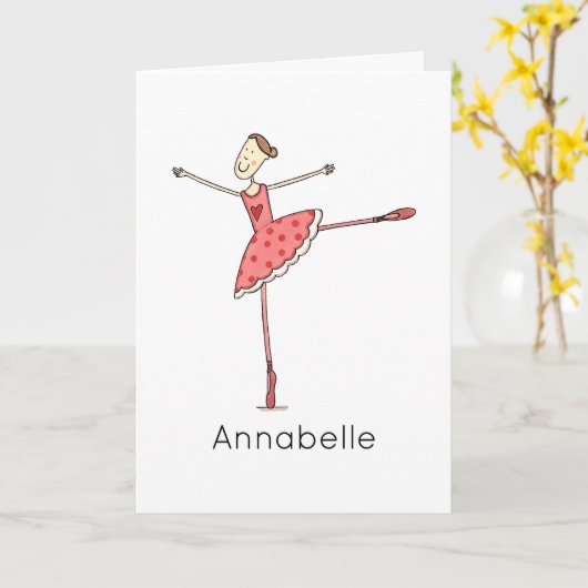 Aangepaste Ballerina Verjaardag Kaart (Gele Bloem)