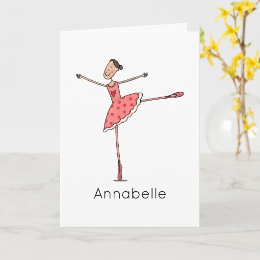 Aangepaste Ballerina Verjaardag  Kaart (Gele Bloem)
