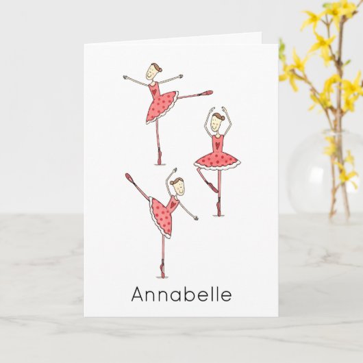 Aangepaste Ballerina Verjaardag  Kaart (Gele Bloem)
