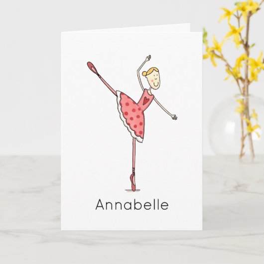 Aangepaste Ballerina Verjaardag Kaart (Gele Bloem)