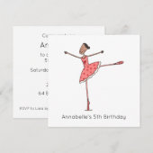 Aangepaste Ballerina Verjaardagsuitnodiging (Voorkant / Achterkant)