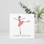 Aangepaste Ballerina Verjaardagsuitnodiging (Staand voorkant)