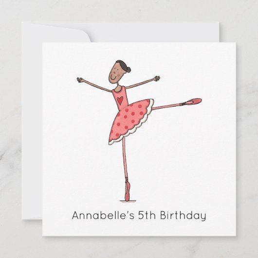 Aangepaste Ballerina Verjaardagsuitnodiging (Voorkant)